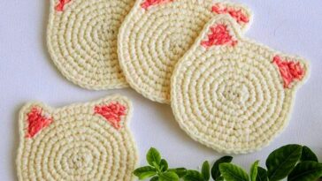 Crochet Kitty Cup/Mug Coaster Free Pattern