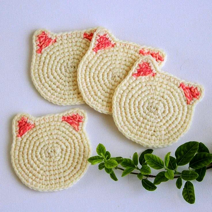 Crochet Kitty Cup/Mug Coaster Free Pattern