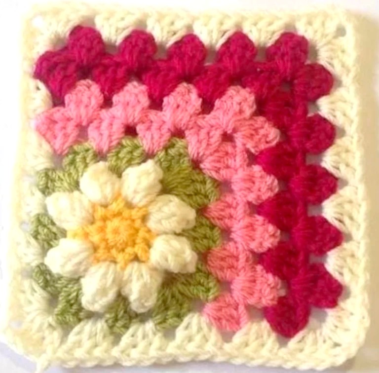 Mitered Flower Square Crochet Free Pattern