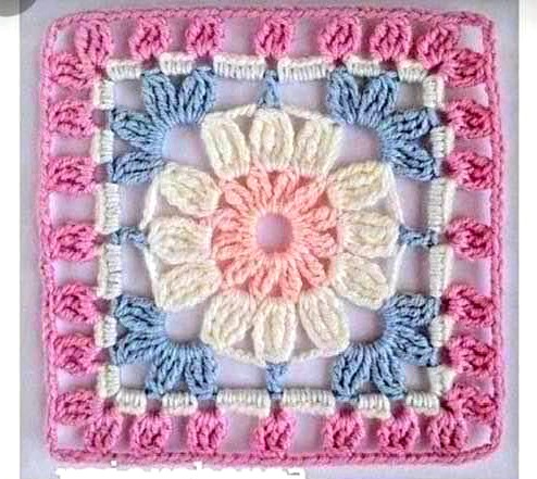 Crochet Square with Flower Pattern