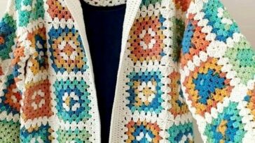 Colorful Cardigan with Granny Square