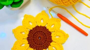 Crochet Sunflower Coaster Pattern