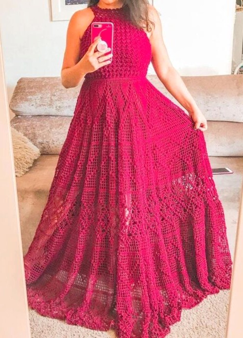 The Charm of Mari Castro’s Crochet Long Dress