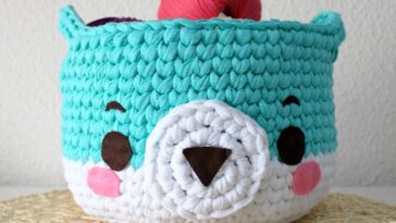 Teddy Bear Rag Basket