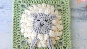 Crochet sheep granny square pattern