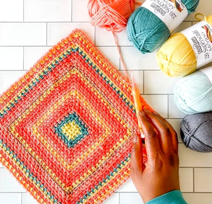 Moss Stitch Square Free Pattern