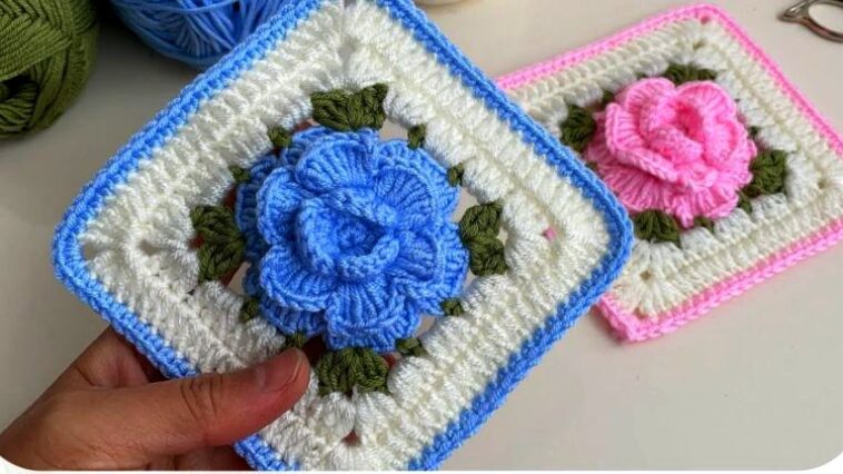 Rose Square Free Pattern - Crochet Easy