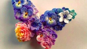 Crochet Butterfly Brooch