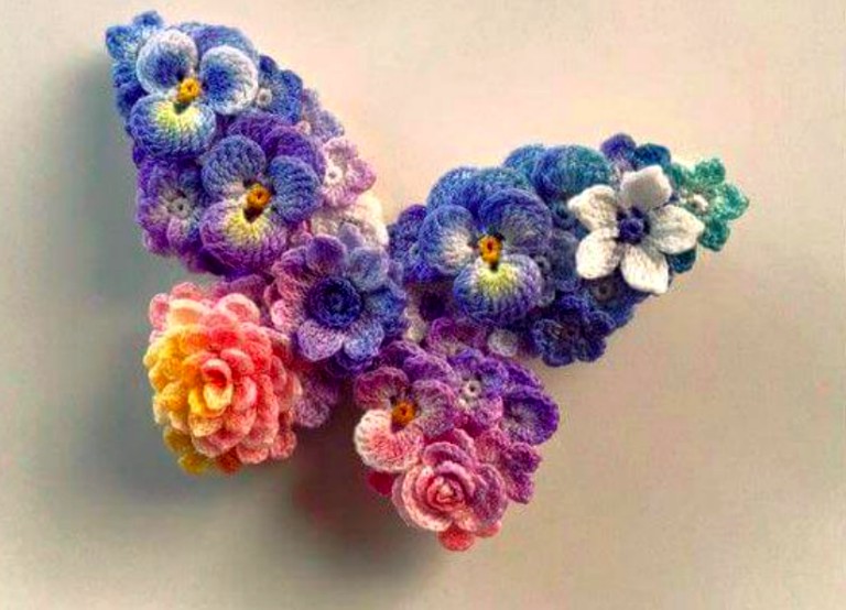 Crochet Butterfly Brooch