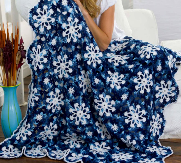 Crochet Snowflake Throw Pattern