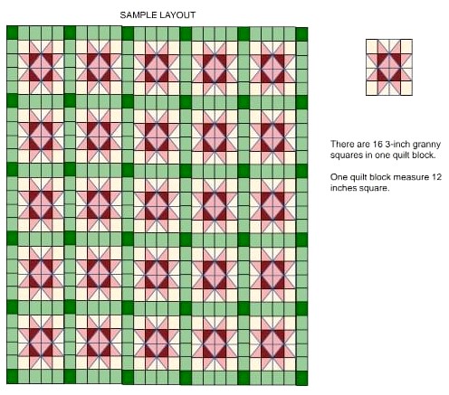 Granny Triangles Quilt Crochet Diagram