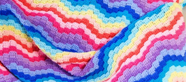 Rainbow Waves Throw Crochet Pattern