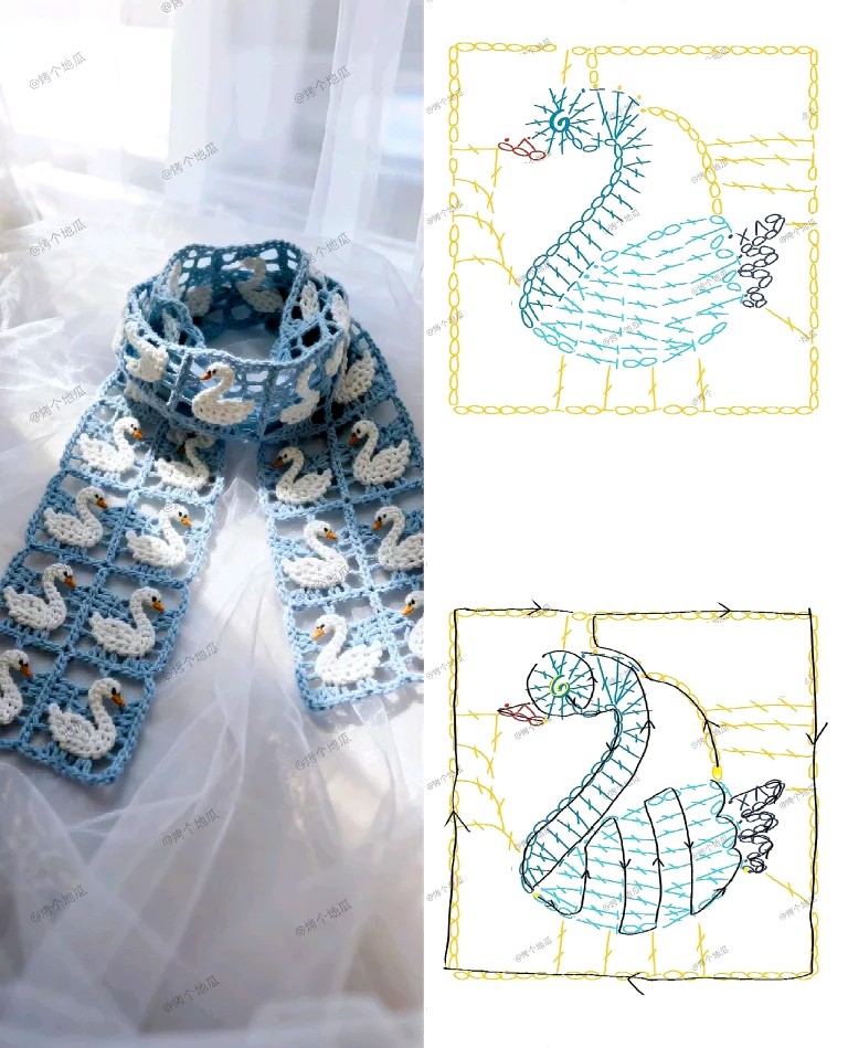 Beautiful Crochet Swan Scarf