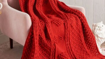 Aran Hearts Throw Free Pattern