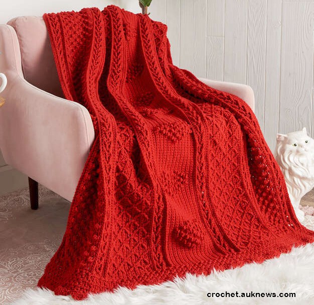 Aran Hearts Throw Free Pattern