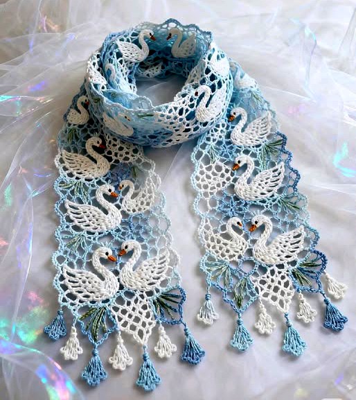 Beautiful Crochet Swan Scarf