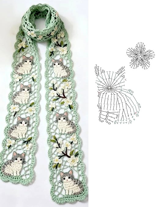 Cute Cat Scarf Pattern