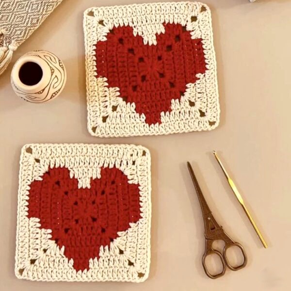 Crochet Heart Granny Square