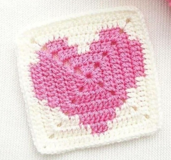 Crochet Heart Granny Square