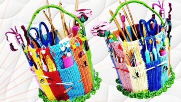 Handicraft Bucket Yarn Hook Organizer Crochet Pattern