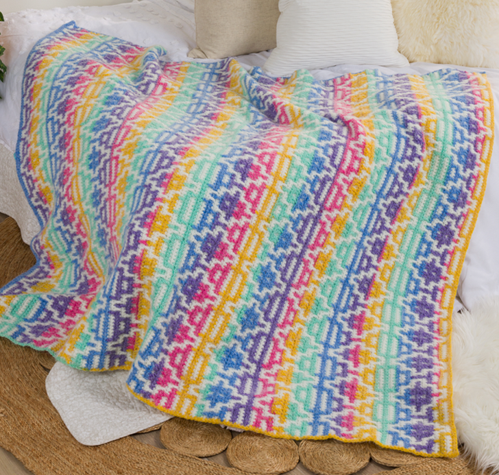 Mosaic Diamonds Crochet Blanket Pattern